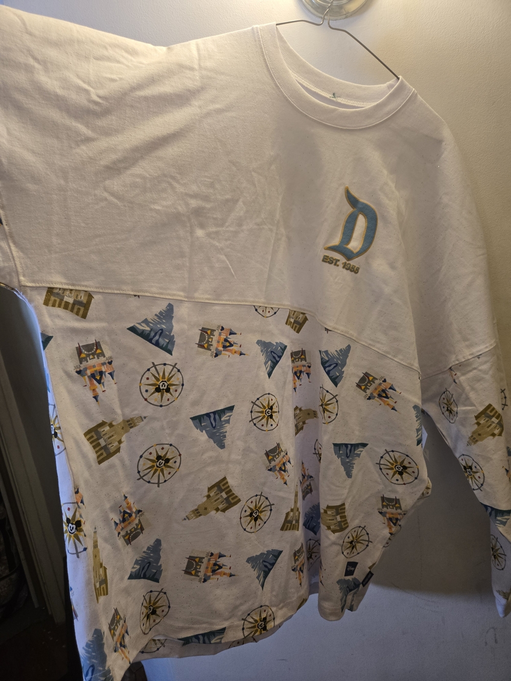 Disney White Tee with Blue 'D' Crest and Gold Trim